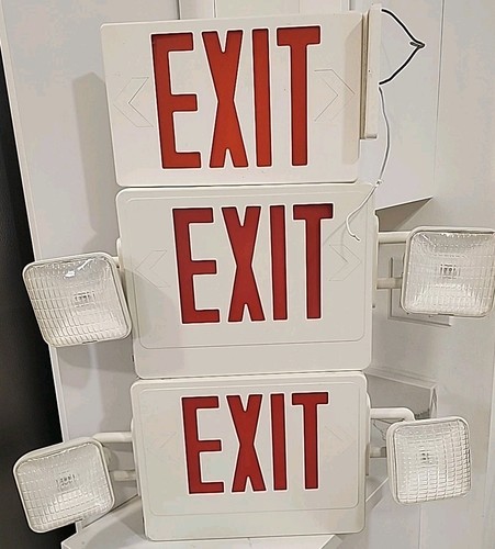 Exit Signs Single Sided Red Letters Wired Untested (lot 3) 
