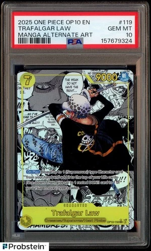 2025 One Piece OP10 En Manga Alternate Art #119 Trafalgar Law PSA 10 GEM MINT