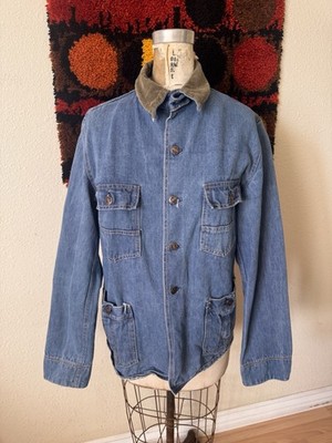 Vintage Hang Ten Sanforized Denim Chore Coat Jacket Workwear Rare