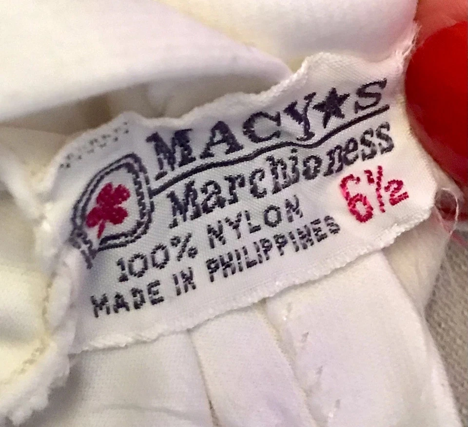 "Guantes de ópera blancos de nailon vintage de los años 50 21"" de largo 3 botones de perlas bolsa de 6 1/2 con" Foto 4 de 4