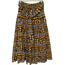 African Stars Flowy Maxi Skirt OS Boho Festival Ethnic Print Travel Costume