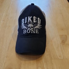 Black Gray Adjustable Skull Biker Baseball Cap Men's One Size Casual