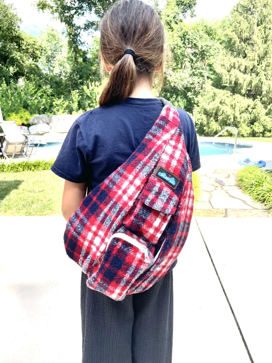 KAVU Rope Bag Sling Backpack Southwestern Geometric Diamond Red Blue Canvas KAVU Rope Sling Bag  main image 3