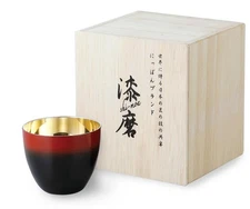 ASAHI Lacquered double layered sake cup black color SCW-GK601