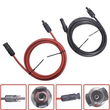 1 Pair 10 Feet 10AWG Black  Red Solar Panel Extension Cable Wire Connector
