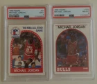 2  MICHAEL JORDAN - 1989 HOPPS Basketball Cards - GRADED PSA  9 and 8 - VINTAGE!