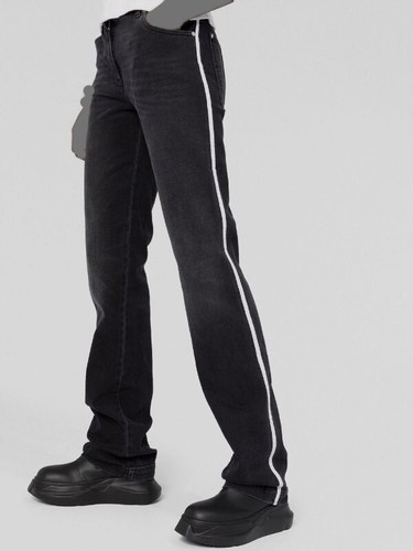 $820 Peter Do Women's Black Side Stripe Straight Leg Jeans Pants Size 36 - Picture 3 of 4