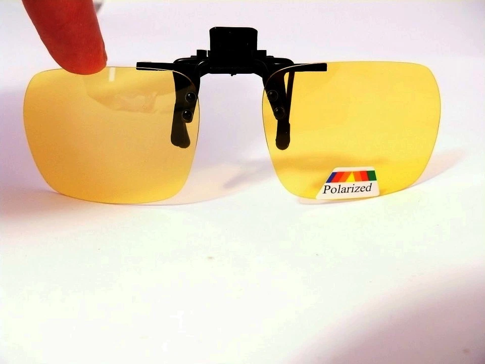 CLIP ON VERRES JAUNE NUIT SUR LUNETTES POLARISANT POLARISÉ POLARIZZATE CONDUITE