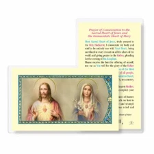 Consecration to the Sacred and Immaculate Hearts - Laminated Holy Card