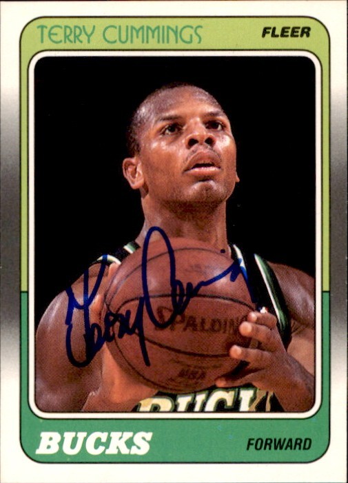 Terry Cummings 1988-89 Fleer #74 Milwaukee Bucks Autographed