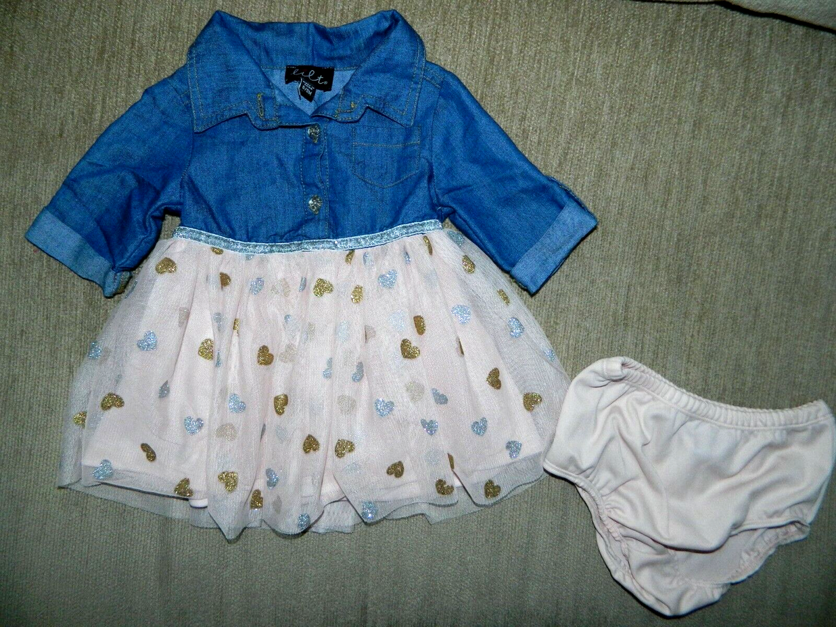 denim dress with gold hearts Bless Your Heart Gold Button Mini Dress Thumb Print Boutique