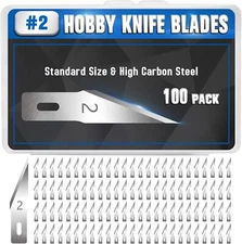 DIYSELF 100 Pack Exacto Knife Blades #2 | Hobby Knife Replacement Blades | Hobby
