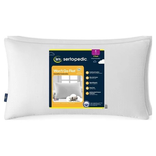 Sertapedic Won't Go Flat Bed Pillow Standard/Queen King Sizes eBay