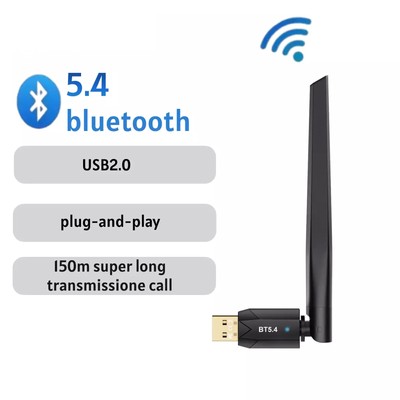 Bluetooth 5.4 Adapter 100M Long Range Bluetooth Dongle EDR USB For PC & Desktop