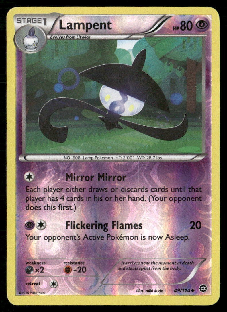 2016 Steam Siege Set Pokemon Card 049  Lampent Reverse Foil LP