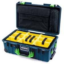 Deep Pacific  Lime Green Pelican 1535 Air case. W/ Y B Divider and Computer LO