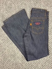 Vintage 70s Levis Husky Bell Bottom Hardwear Jeans Boys 24x27 Dark Wash Kids NOS