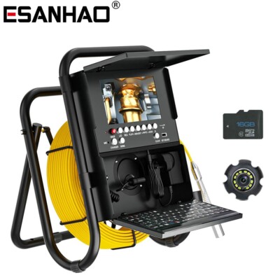 50m HD Sewer Pipe Inspection Camera with 512hz Locator Keyboard Self-leveling