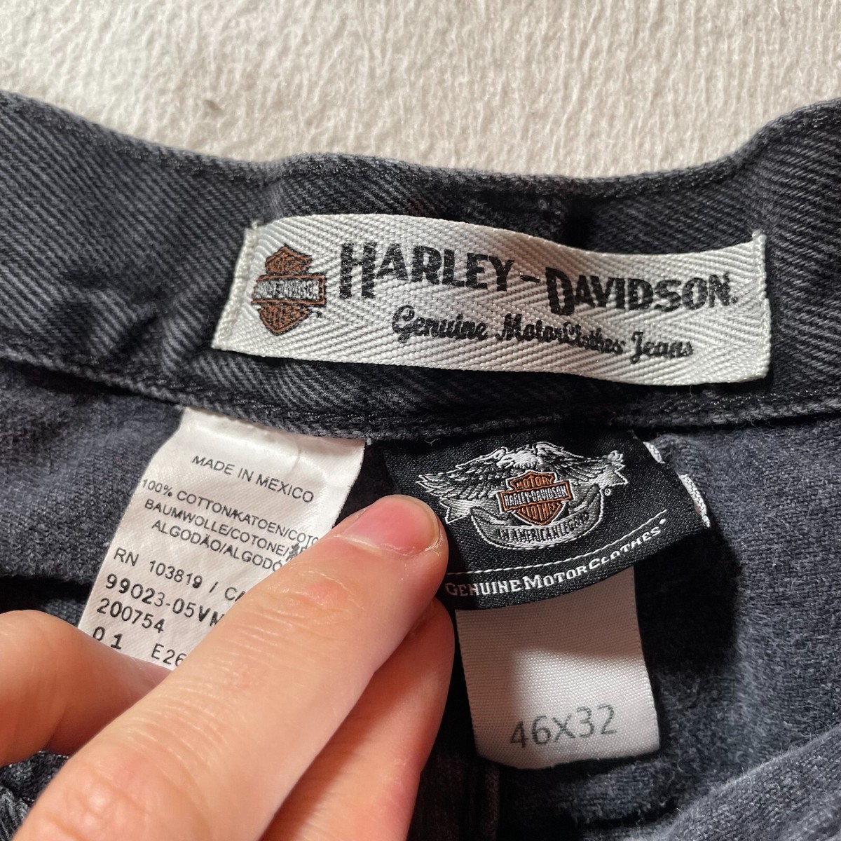 Baggy Pants Mens 46 Jeans Black Harley Davidson Y2K Canvas Baggy Pants Mens 46 Jeans Black Harley Davidson Y2K Canvas