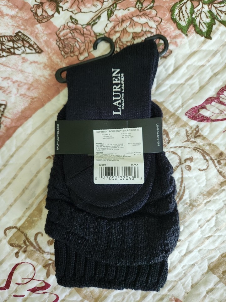 Lauren Ralph Lauren Women’s Slouch Lounge Socks Black 911 Shoes Size 4