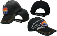 Native American Indian Bear Tribal Shadow Black Embroidered Cap Hat 