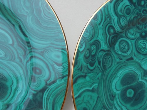 4 Neiman Marcus Japan Green Malachite Salad Plates 8 1/4" Excellent - Picture 7 of 11