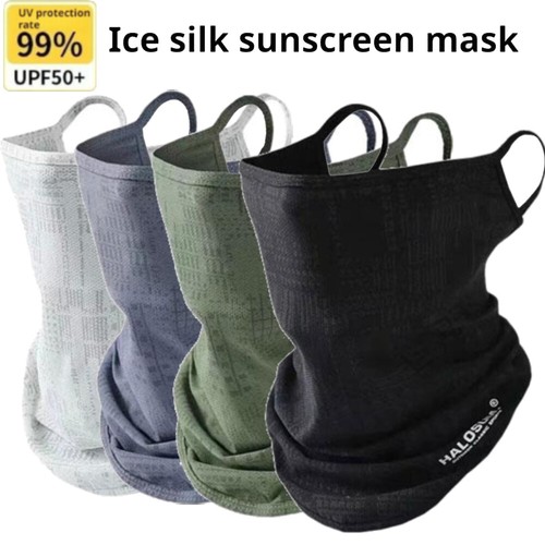 Ice Silk Cycling Bandana Mesh Face Cover Half Mask Hang-Ear Ice Silk Neck S O2R2 - Picture 1 of 27