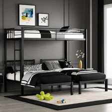 Heavy Duty Metal Triple Bunk Bed Twin XL Over Twin Over Twin Bunk Bed Detachable