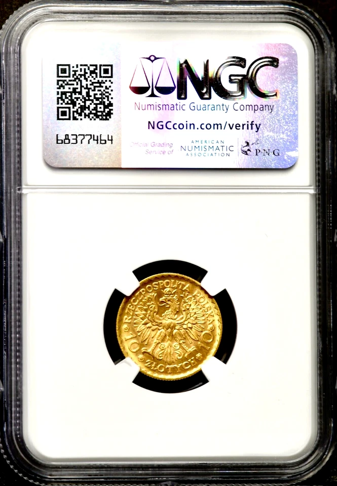 1925 NGC MS-65 GOLD TEN 10 ZLOTYCH POLONIA CC36 Foto 2 de 4