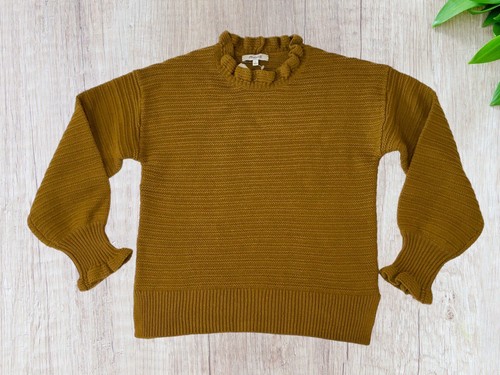 Suéter Mezcla de Lana Merino con Volantes Madewell Talla Dorada Pequeña Nuevo con Etiquetas - Imagen 7 de 10