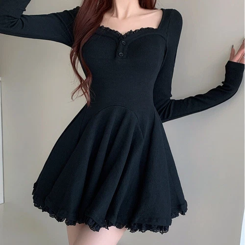Vestido Japonés Lolita Kawaii Para Mujer Encaje Dulce Suéter Vestidos Fiesta Niñas Falda - Imagen 7 de 20