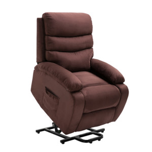OPEN BOX Homegear 2-Remote Microfiber Power Lift Electric Recliner Chair, Brown
