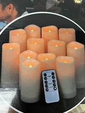 NIB 12pc Flameless Candle Set 3 Each of 4 Sizes 4, 5, 6, 7 In. Tested 2 Remotes