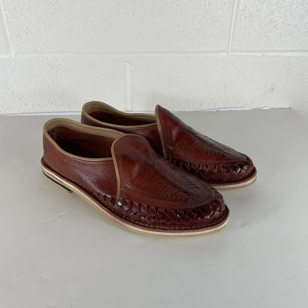 Indigenous design mexican handmade moccasins Loafers Brown 8.5 eBay