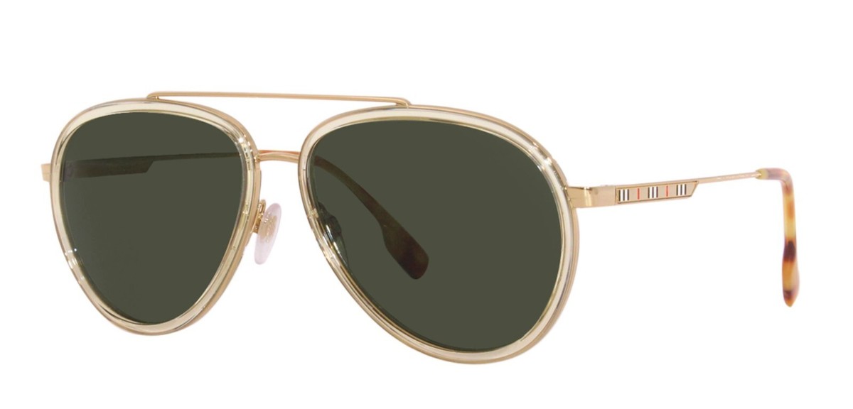 New BURBERRY B3125 1017/71 59mm Gold Novacheck Aviator