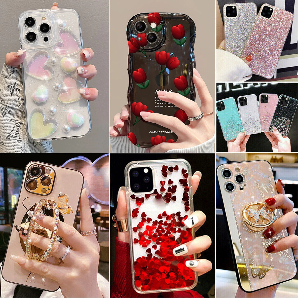 Luxury Rose Flower Cover Glitter Gold Line Square Phone Case For iPhone 15  PRO MAX 14 PRO 13 Pro Max 11 12 Pro MAX XS XR 7 8 15