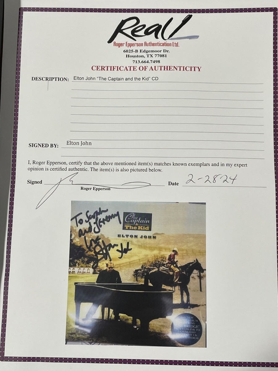 Elton John signed “ Captain and The Kid “ CD framed with LOA REAL
