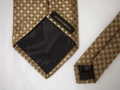 Joseph Abboud Mens Necktie Tie Brown Olive Green Beige Checkered Silk 59" - Picture 3 of 4