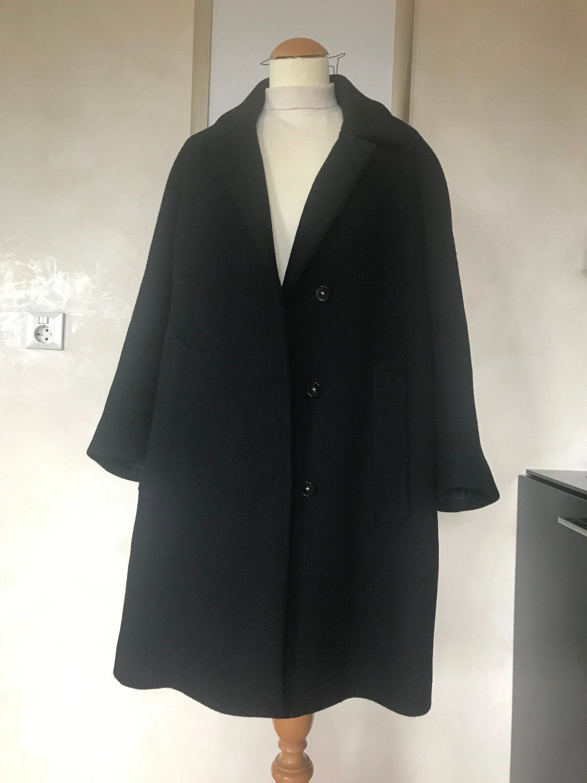 SAINT LAURENT (YSL) Yves saint laurent cappotto di lana donna nero taglia F42 D38 40