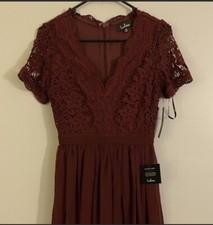 lulus short sleeve dress burgundy maroon lace