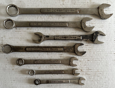 7 standard wrenches some combo w/ OPEN / BOXED ends Craftsman USA forged double