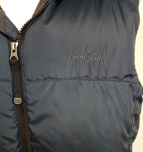 Chaleco amortiguador para hombre Eddie Bauer talla mediana ganso sin mangas exterior azul - Imagen 7 de 8