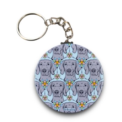 Weimaraner Dog Pattern Keychain Handmade Pet Portrait Art Gift Accessory