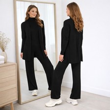 Completo Donna Cardigan Maglia Dolce Vita + Pantalone Nero Elegante TU ART 5021A