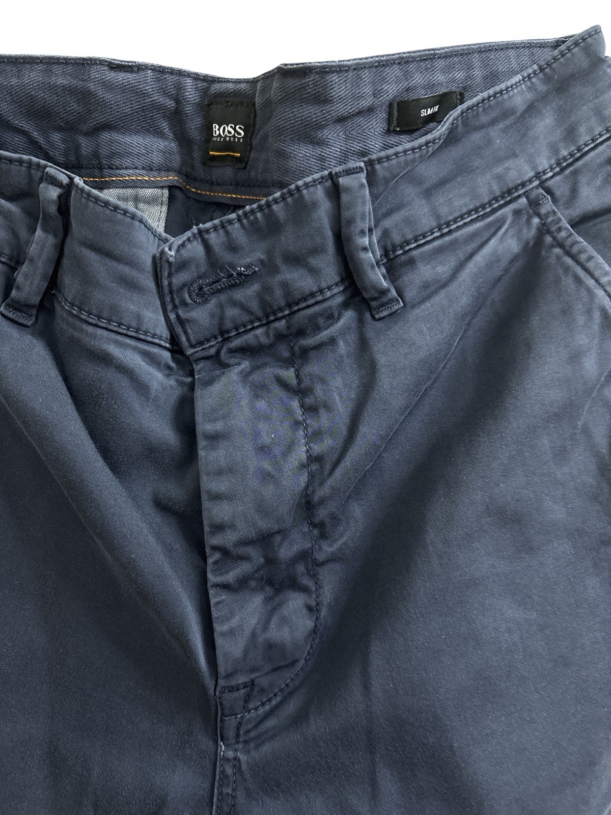 Hugo Boss Mens Chinos Trousers Size 31/32 Slim Fit Blue Very Good Condition image 2