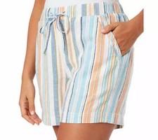 Womens Briggs Linen Blend Striped Shorts 2X Vacation Resort Beach Cruise
