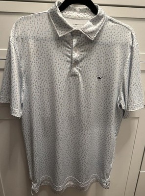 Vineyard Vines On-The-Go Sankaty Performance Polo Men's M White Blue Nautical