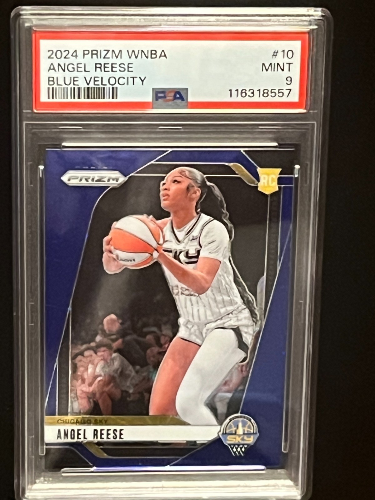 Angel Reese 2024 Panini WNBA Prizm #10 Blue Velocity Prizm Rookie RC - PSA 9