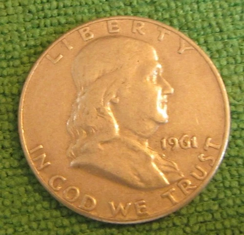 1961-D Franklin Half Dollar, Silver Coin, 90% Silver, vg #5
