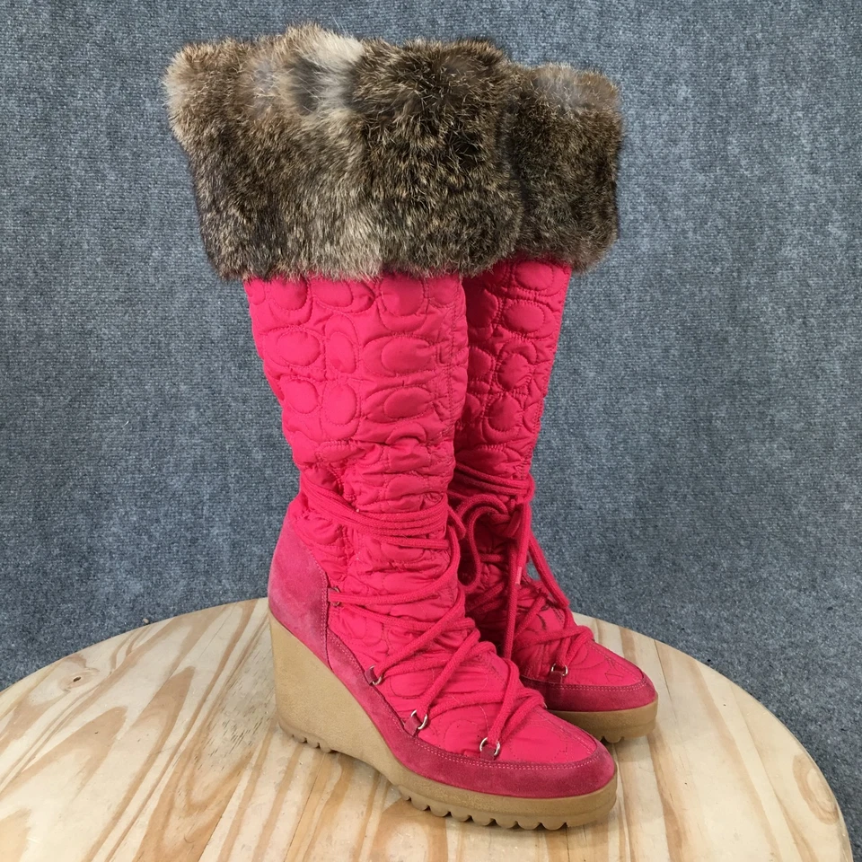 Botas Coach para Mujer 8 B Sofie Altas Pull On Acolchadas Invierno Bota de Cuña Rosa Italia Foto 3 de 4